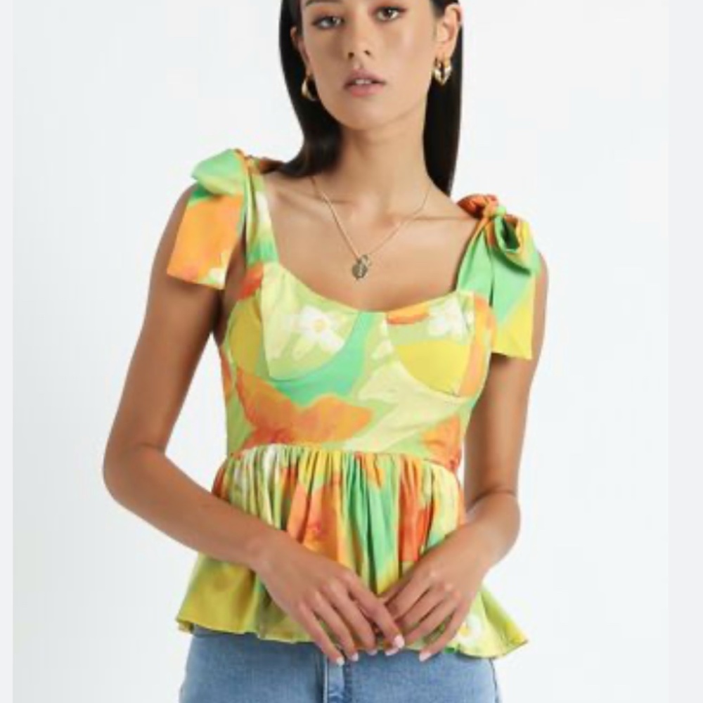 Showpo Floral Tie Top